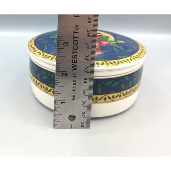 Vtg Mikasa Holiday Music Christmas Trinket Box Porcelain Candy Dish w/Lid Japan - Picture 8 of 8